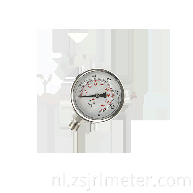 Hot selling goede kwaliteit vloeistof gevulde manometer, glycerine/silicium gevulde roestvrijstalen manometer;